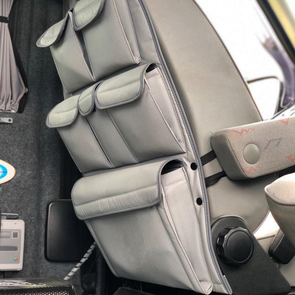 For VW T4 Transporter Caravelle Campervan Single &amp; Captain's Seat Leatherette Back Seat Organizer – Van Storage Solution