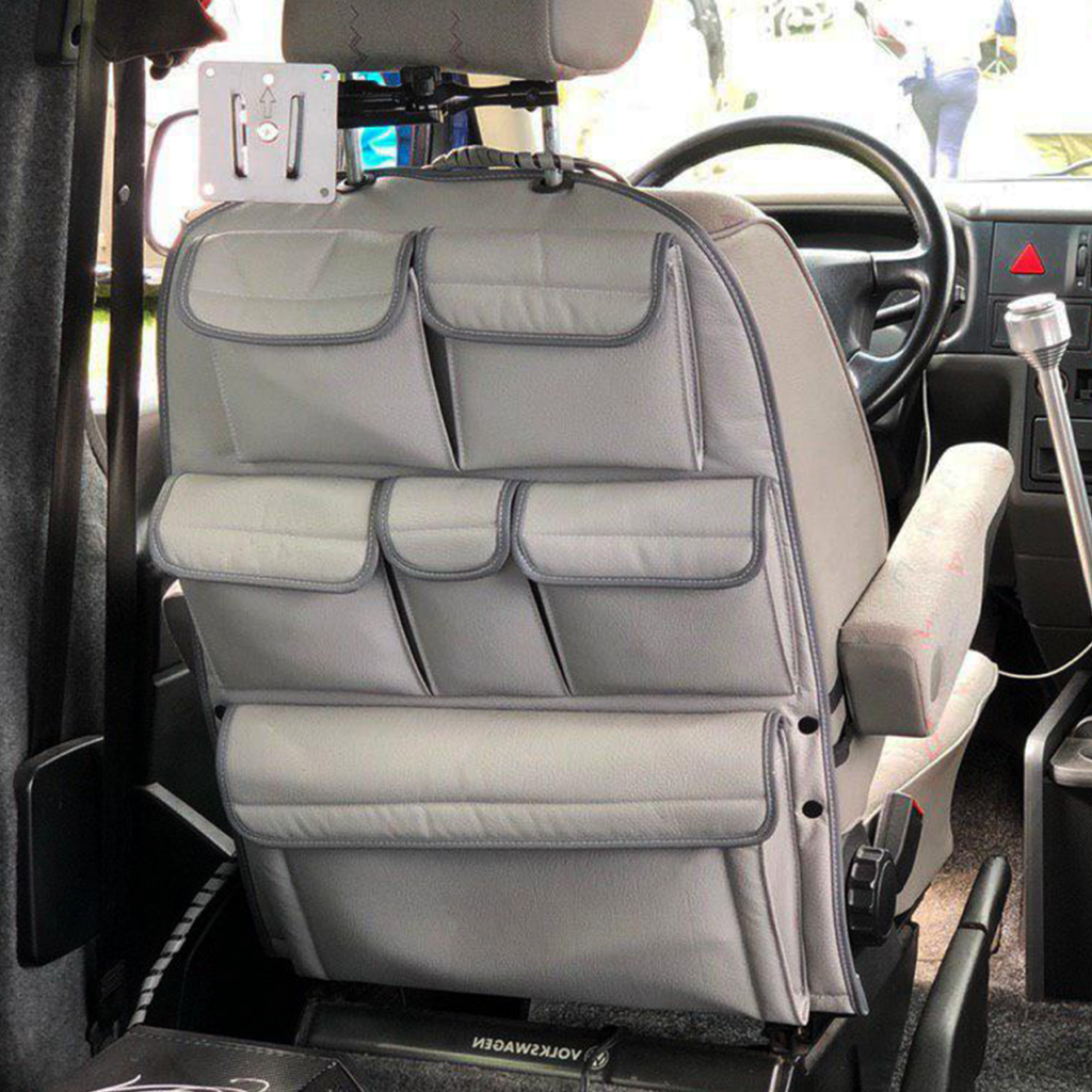 For VW T4 Transporter Campervan Single/Captain's Seat Leatherette Back Seat Organizer – Van Storage Solution