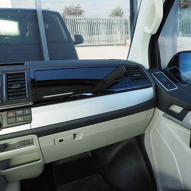 For VW T6 Transporter Glove Box Comfort Dash Conversion Piano Black (LHD European Left Hand Drive)